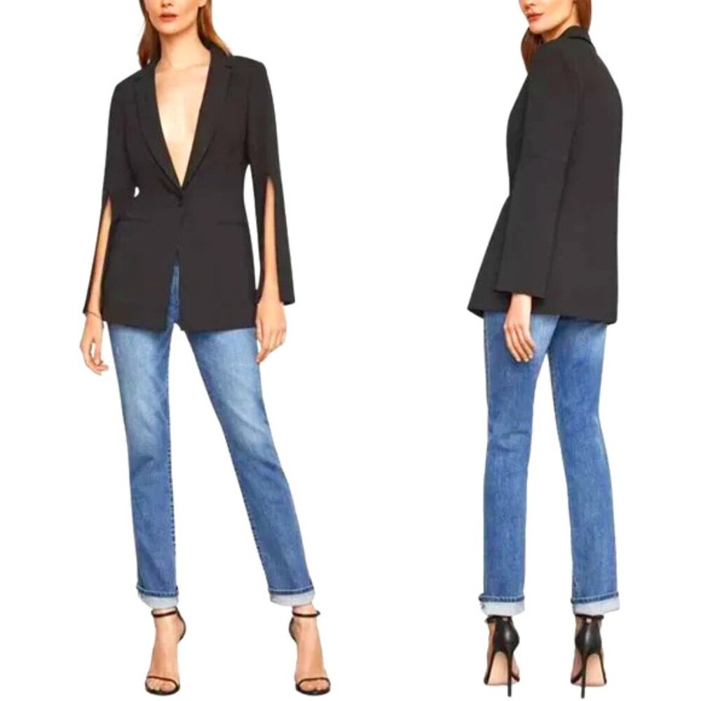 BCBGMazAzria Gia Slit-Sleeve Blazer Jacket - Black - Small - NWT